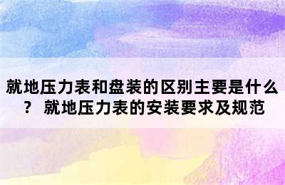 就地压力表和盘装的区别主要是什么？ 就地压力表的安装要求及规范